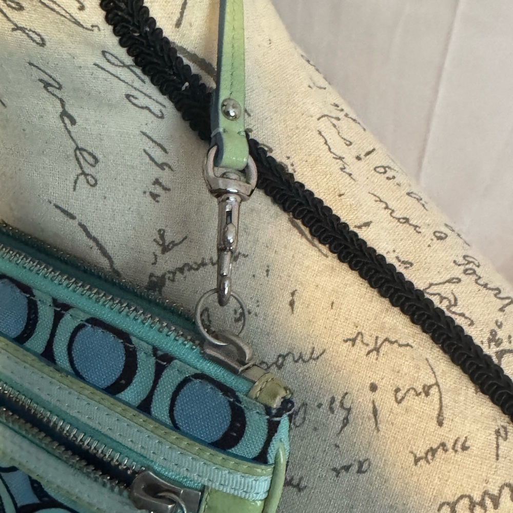 Vintage Coach Poppy Wristlet blue & teal - Picture 5 of 11